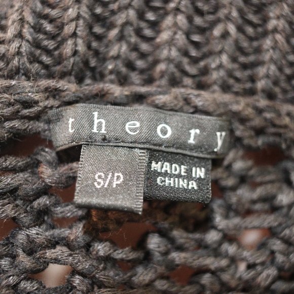 Theory Black Doleman Chunky Knit Open Cardigan Sweater Small Oversized - Picture 11 of 12